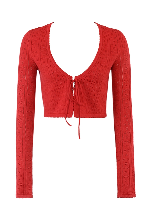 Perla-Cherry Ribbed Knit Top - SALE