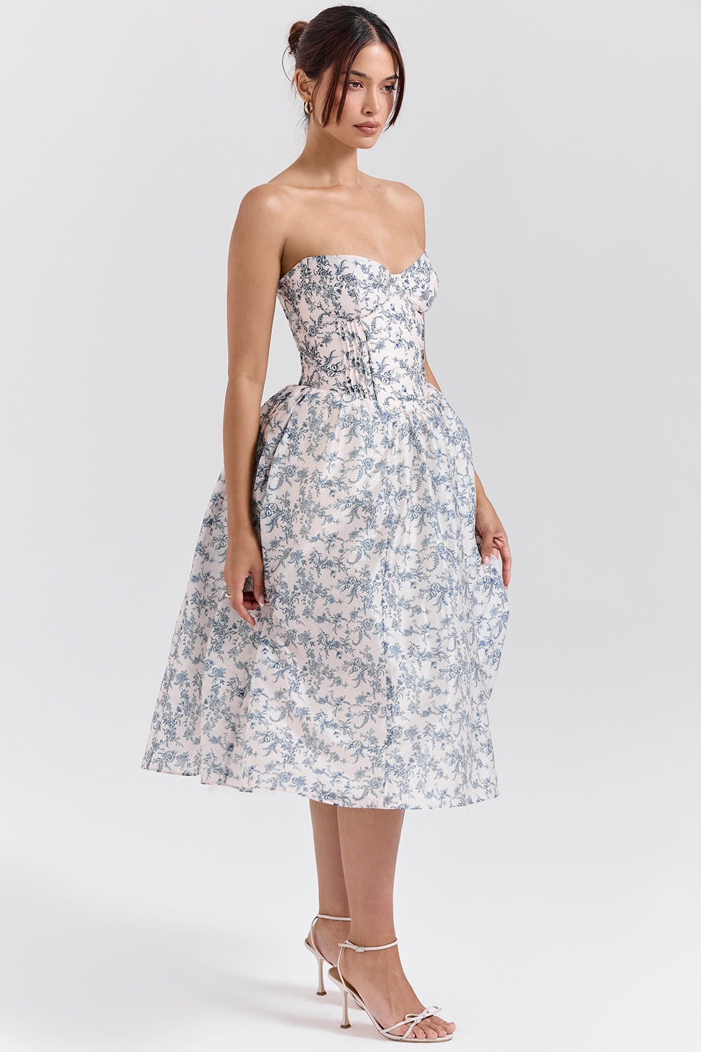 Bennett-English Porcelain Print Strapless Sundress