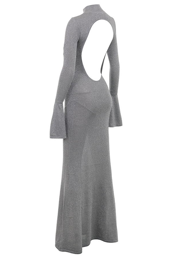 Sancha-Steel Metallic Maxi Dress