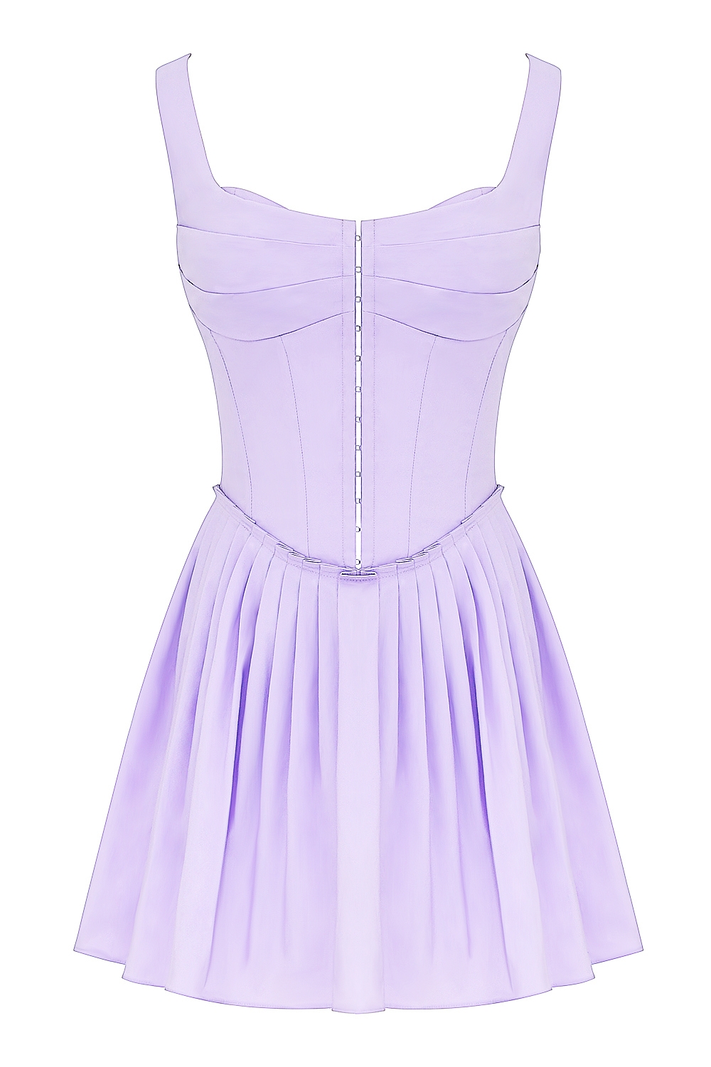 Cupid-Orchid Pleated Cotton Mini Dress