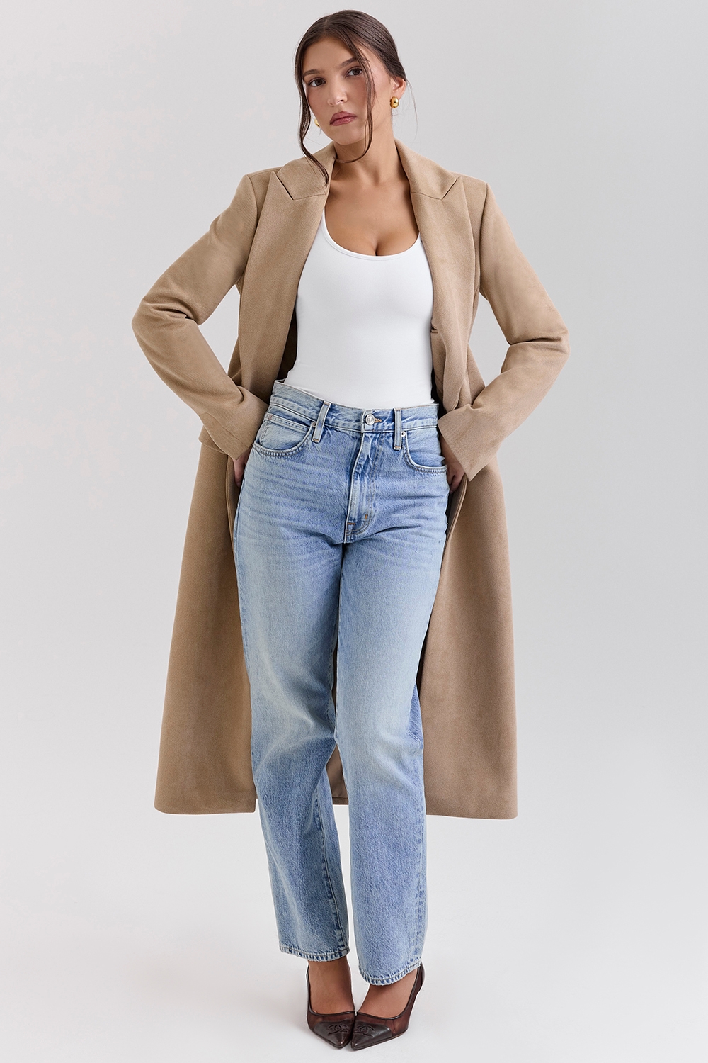 Remi-Camel Single Breasted Long Coat