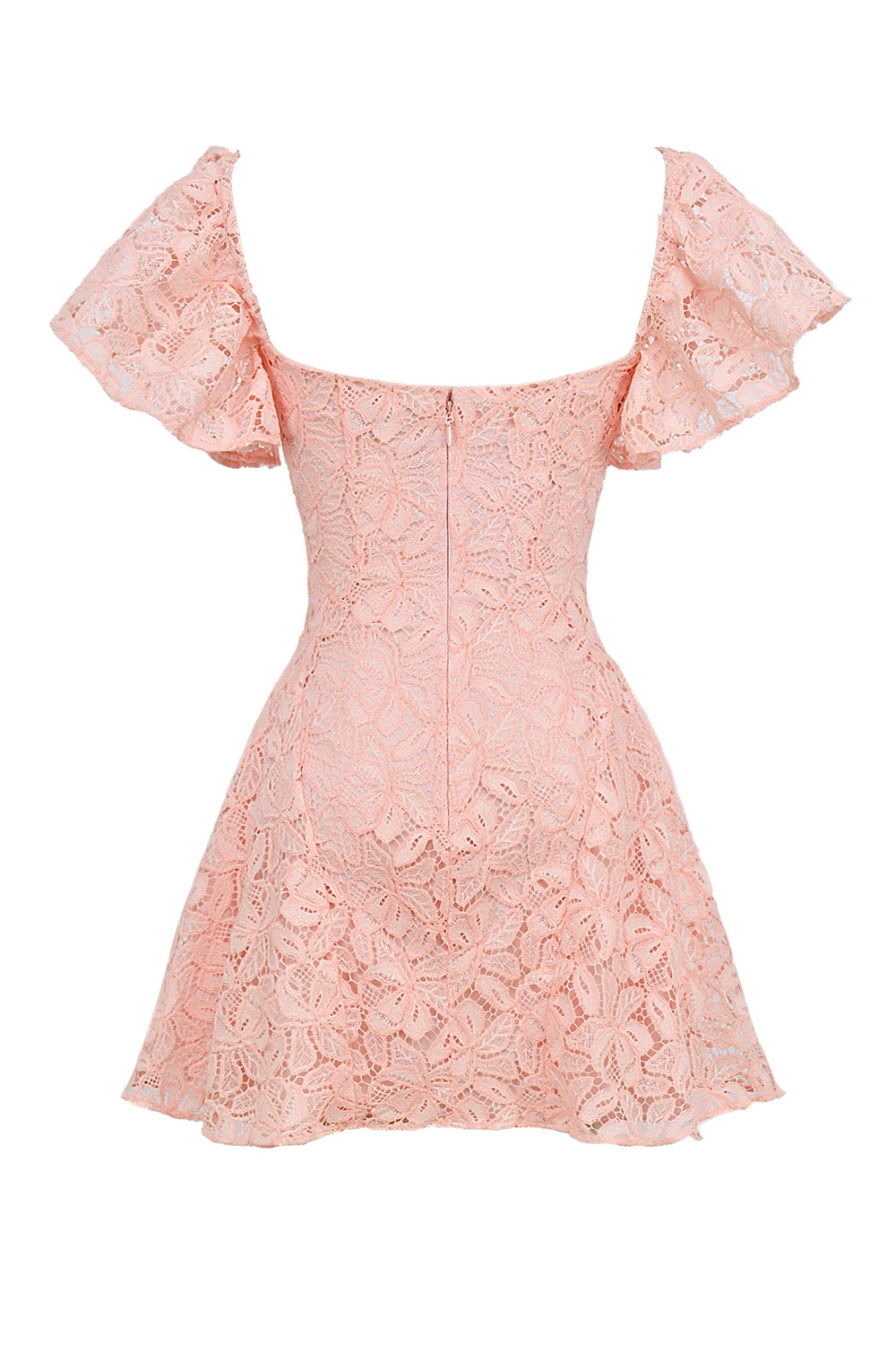 Verity-Perfectly Pink Floral Lace Mini Dress