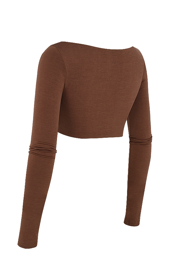 Angelita-Chocolate Gathered Crop Top
