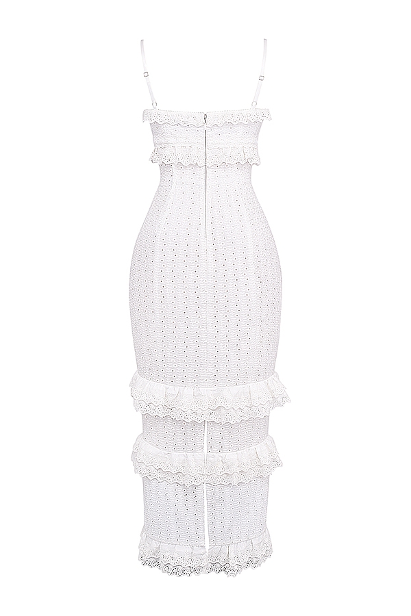 Eve-White Broderie Maxi Dress