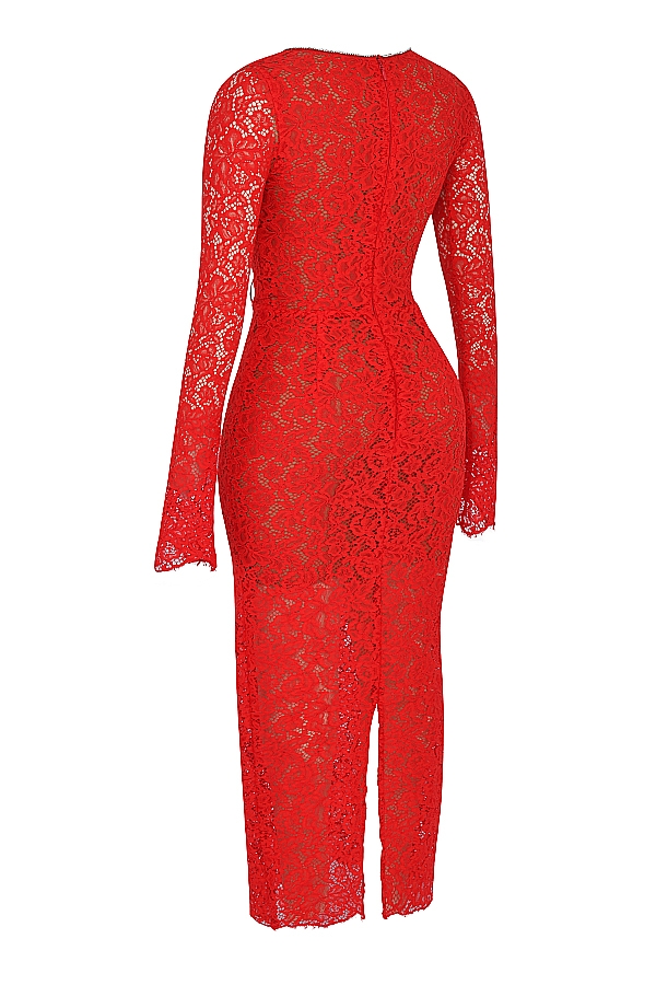 Lisandra-Red Lace Maxi Dress
