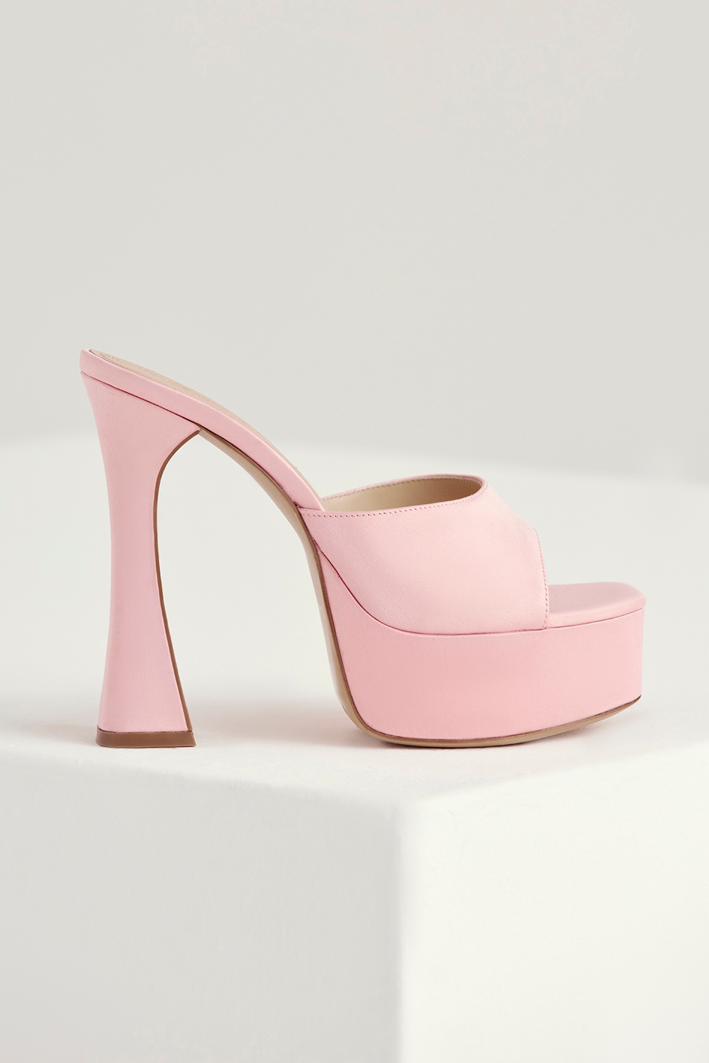 Alessandra-Pink Satin Platform Mules - SALE