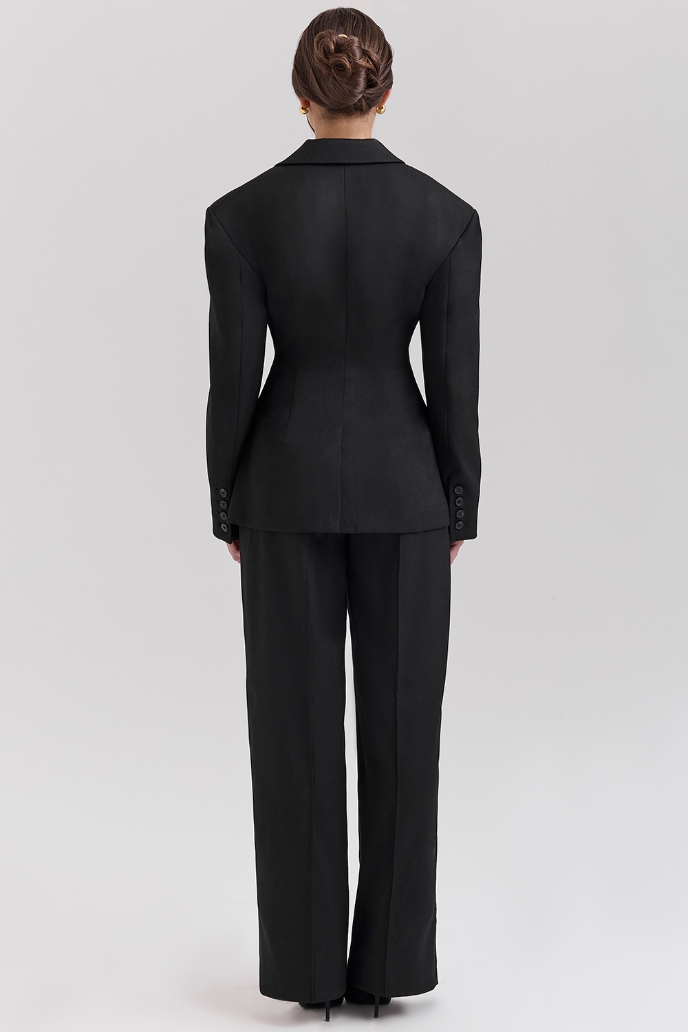 Hayden-Black Wide Leg High Waist Tailored Trousers