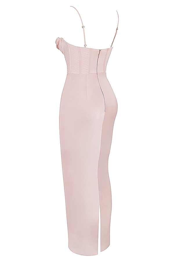 Charmaine-Blush Pink Corset Maxi Dress