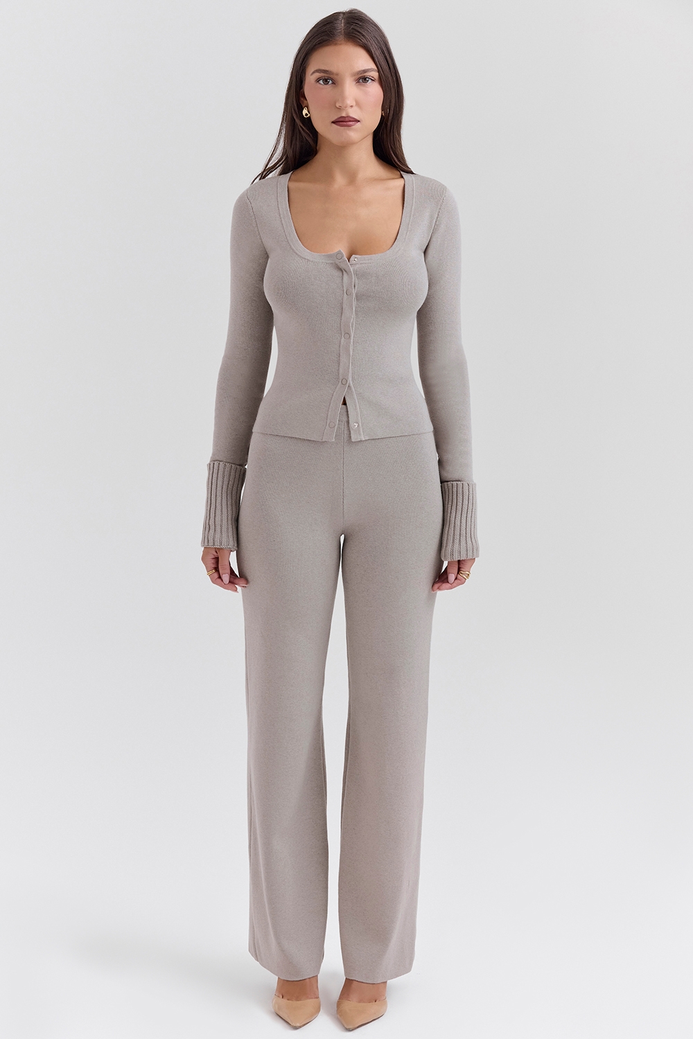 Hunter-Grey Cashmere Straight Leg Trousers