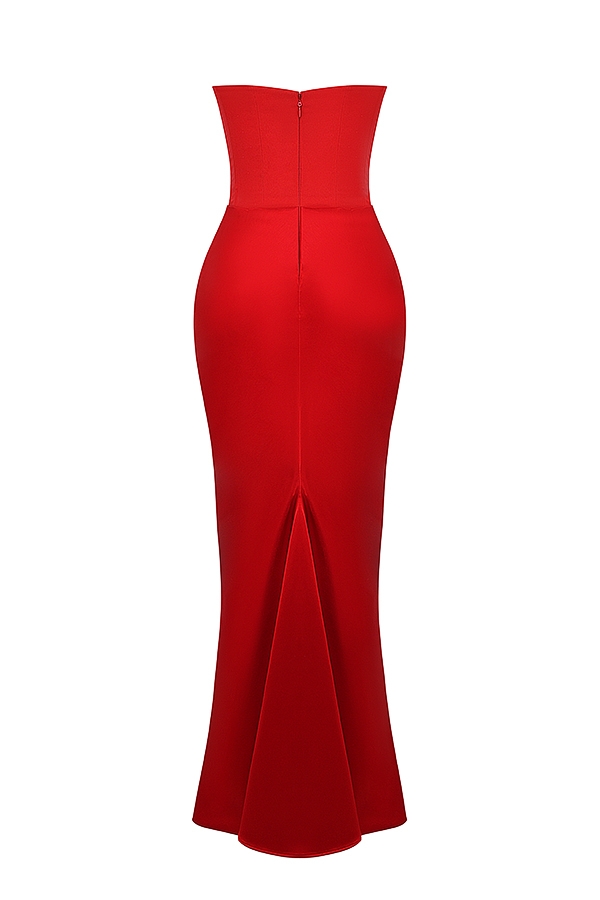 Persephone-Scarlet Strapless Corset Maxi Dress