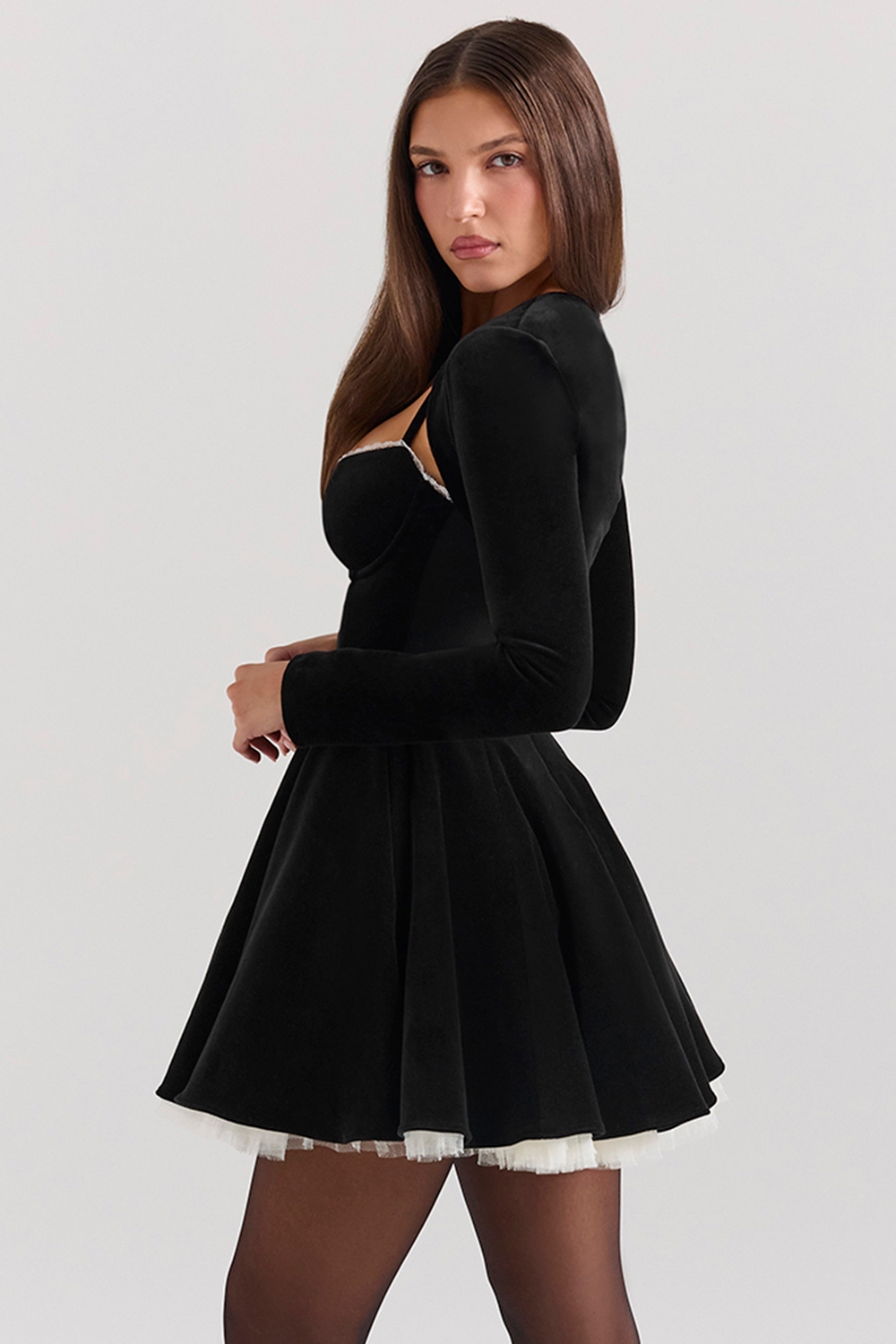 Harmony-Black Stretch Velvet Cropped Bolero