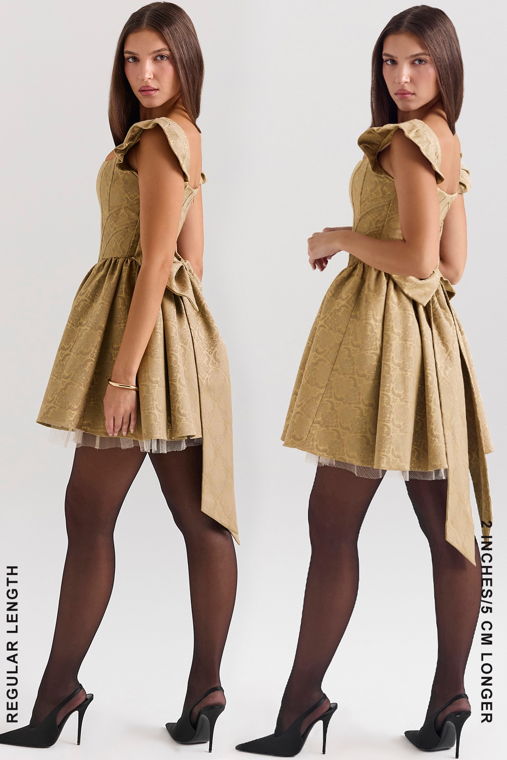 Saasha-Gold Jacquard Mini Dress - SALE