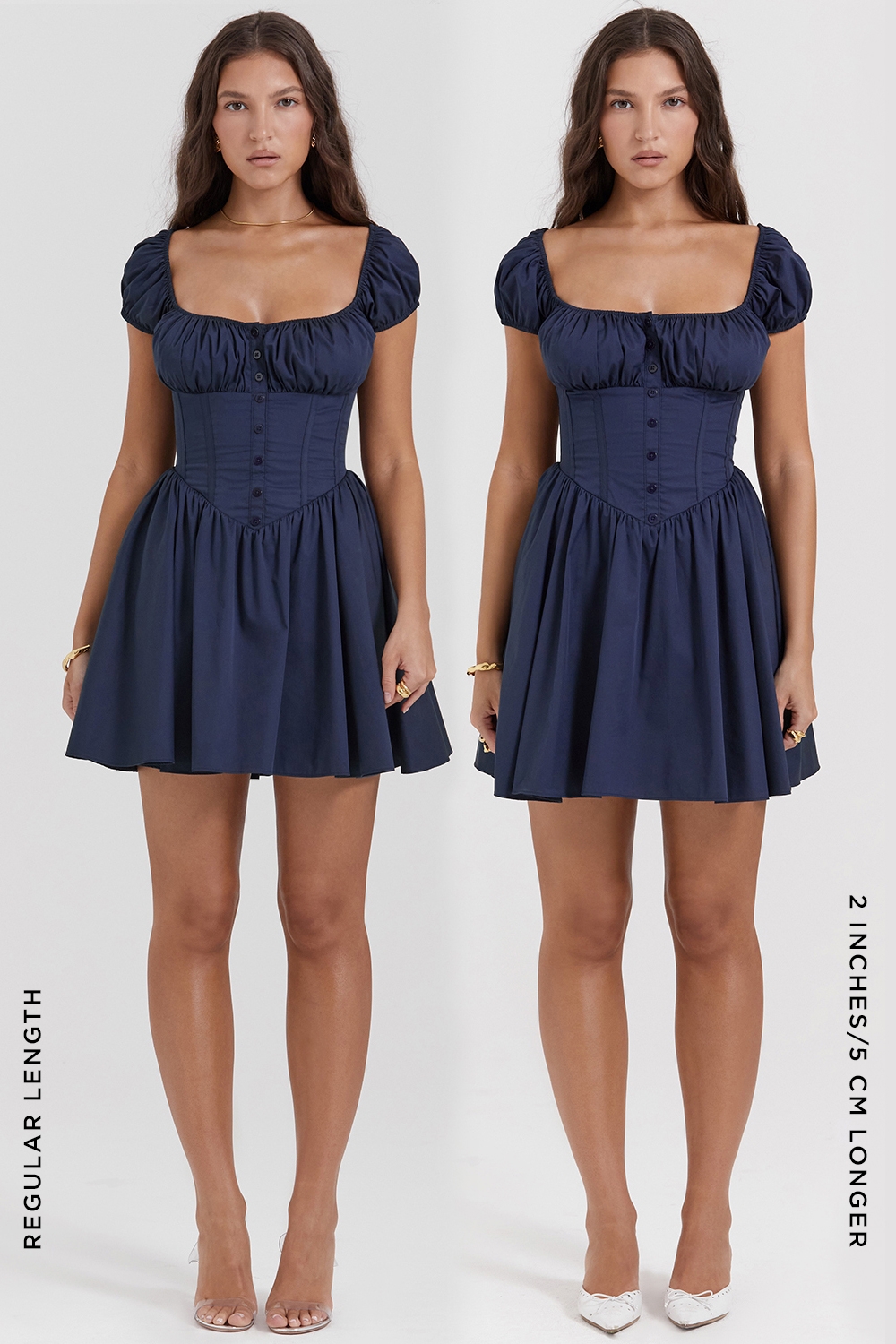 Nala-French Navy Gathered Mini Dress