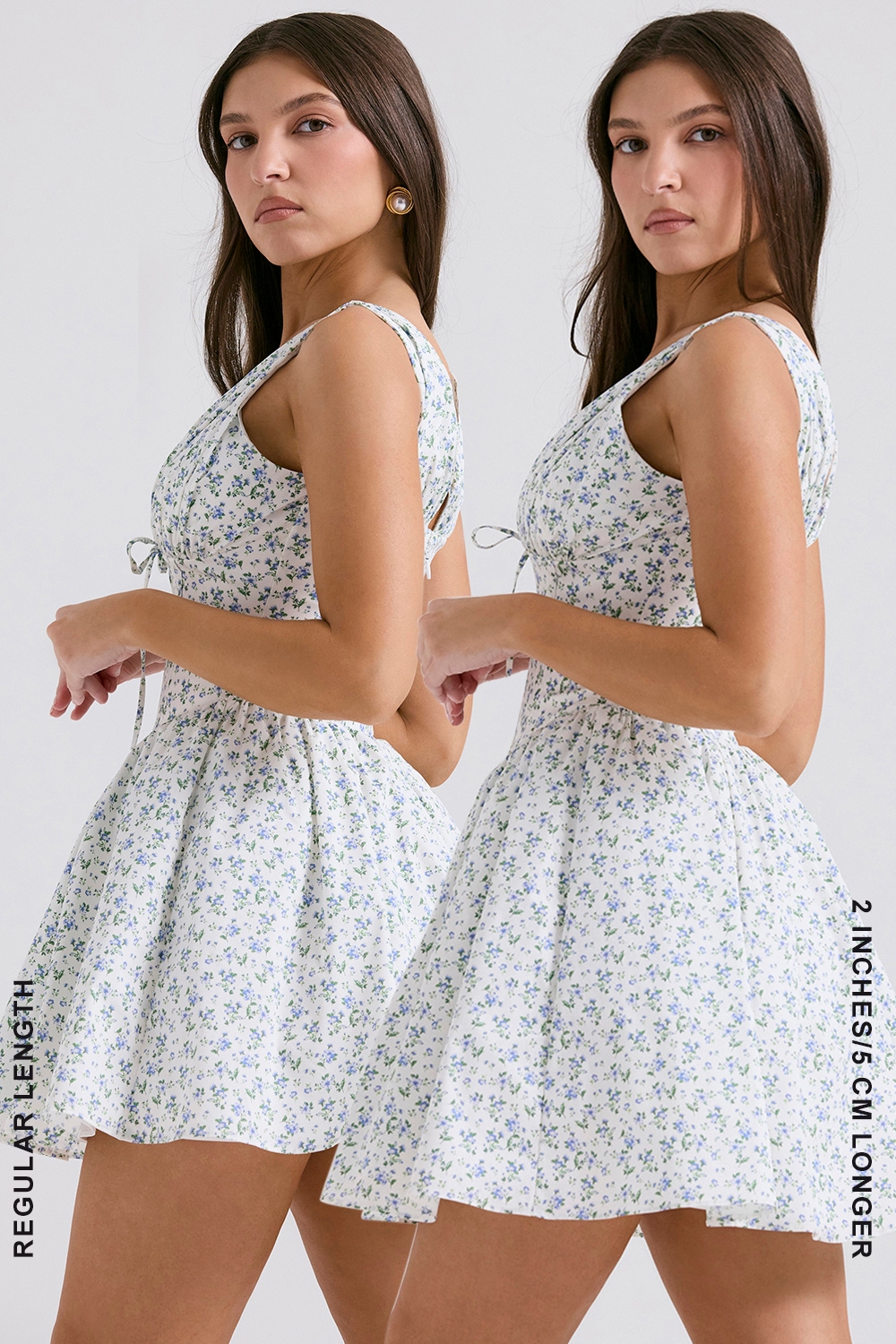 Fabrizia-White Bluebell Print Corset Mini Dress