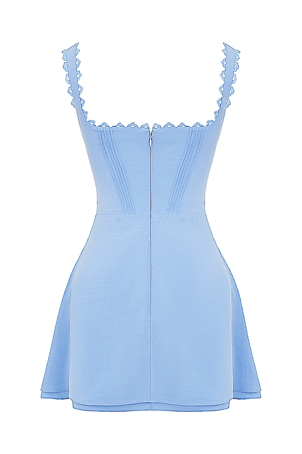 Tilly-Blue Pin Tuck Mini Dress