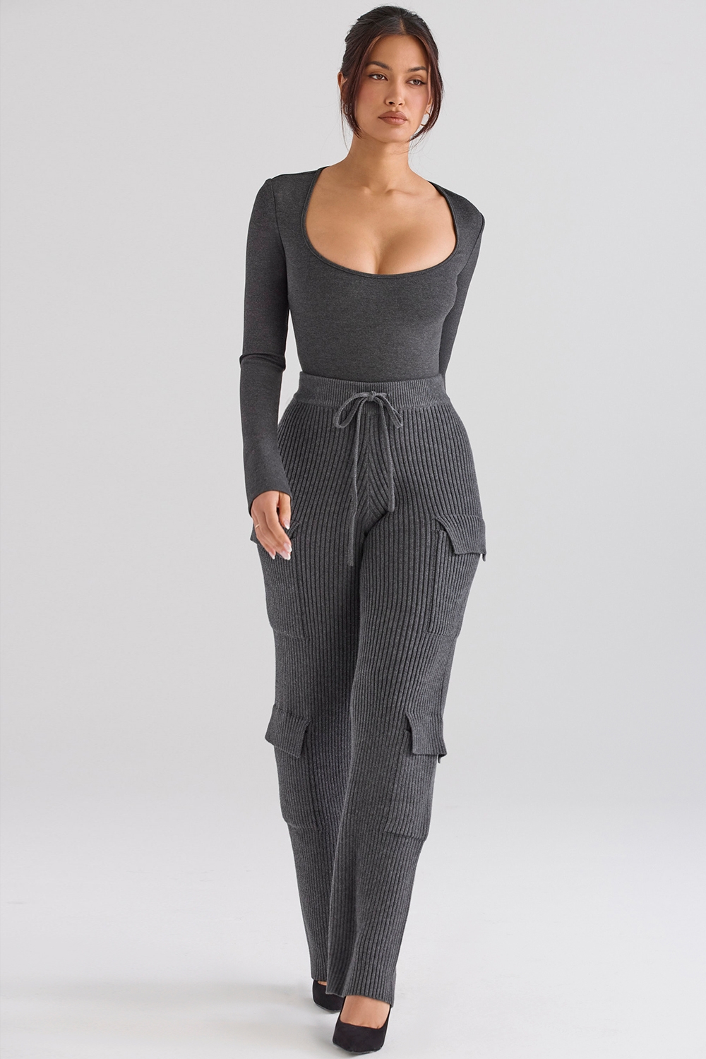 Tea-Charcoal Knitted Utility Trousers - SALE