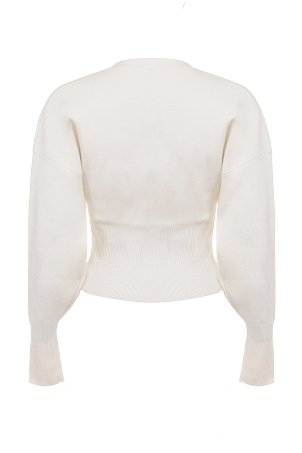 Noor-Off White Knitted Cardigan