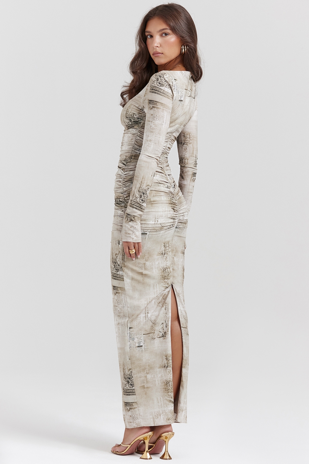 Lanetta-Pale Sage Print Maxi Dress