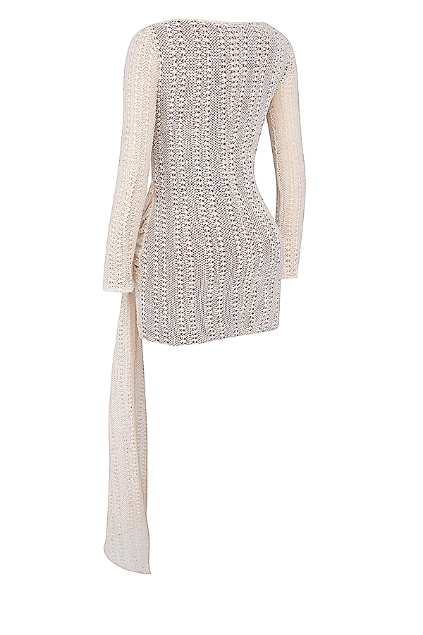 Carmelita-Natural Knit Lace Up Dress