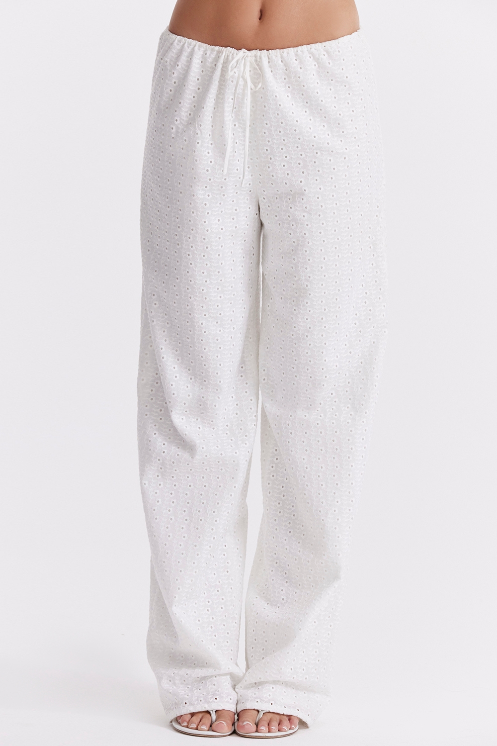 Frankie-White Broderie Anglais Trousers
