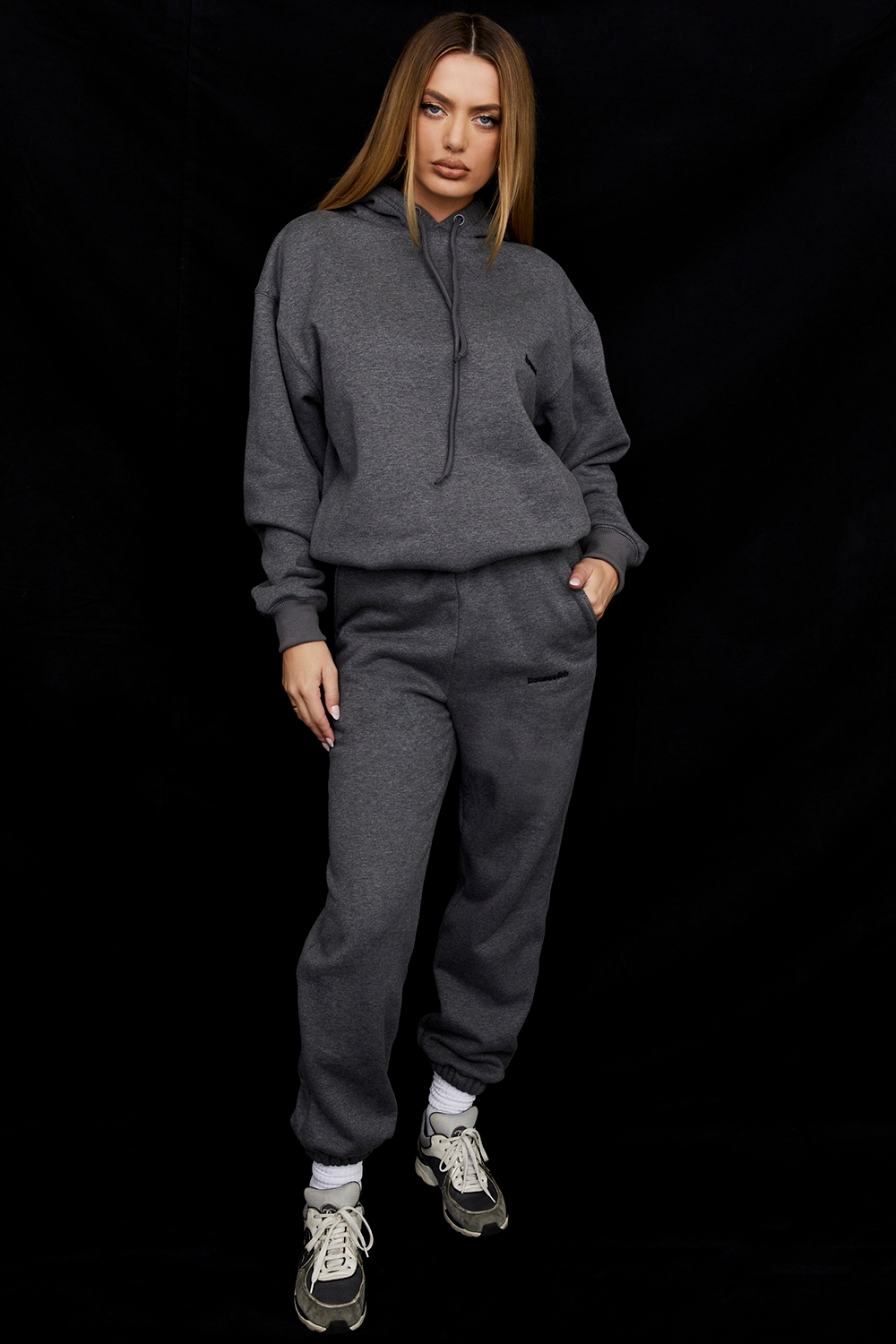 Sky-Dark Grey Fleece Back Jogging Trousers