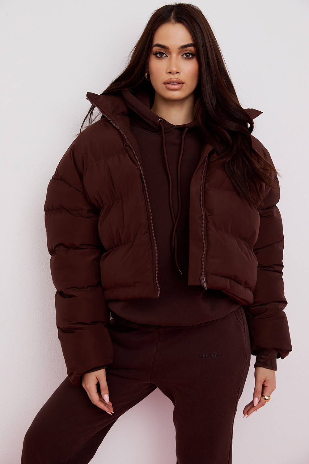 Hero-Chocolate Oversized C Shape Puffer Jacket