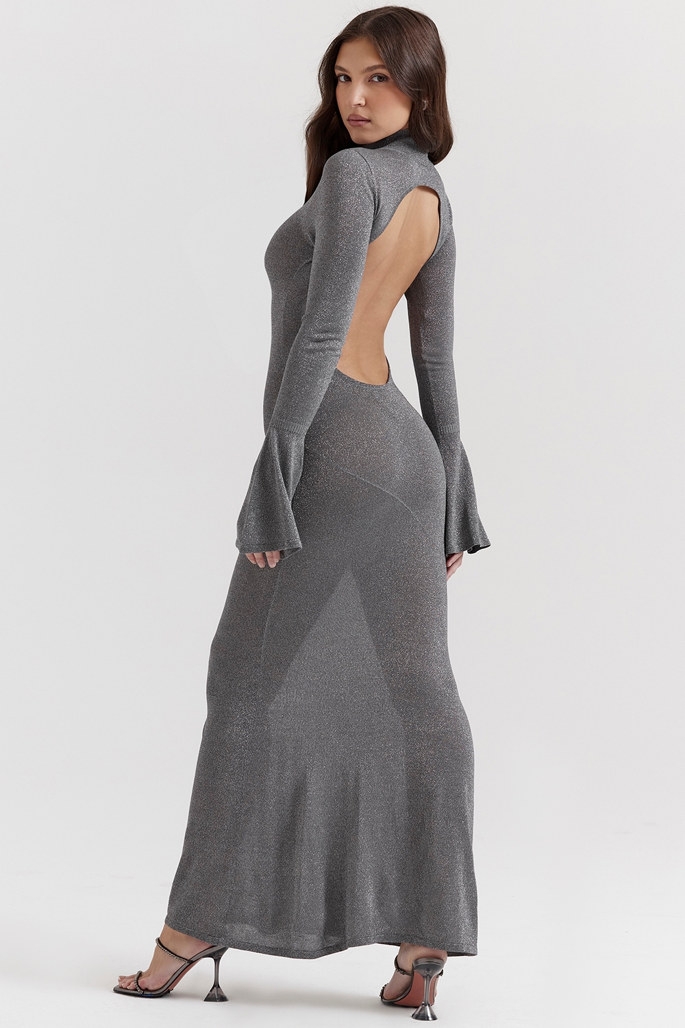 Sancha-Steel Metallic Maxi Dress