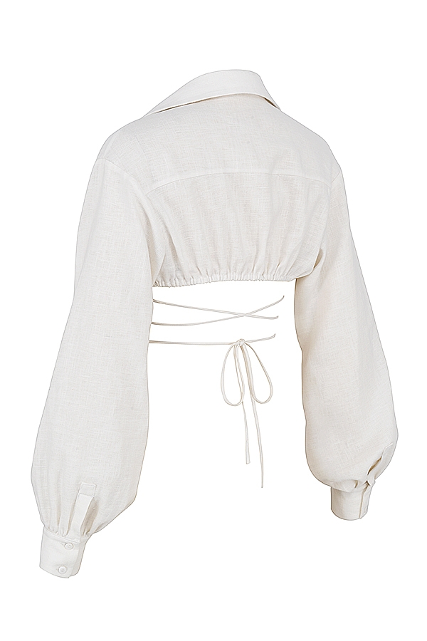 Iris-Off White Wrap Around Cropped Shirt