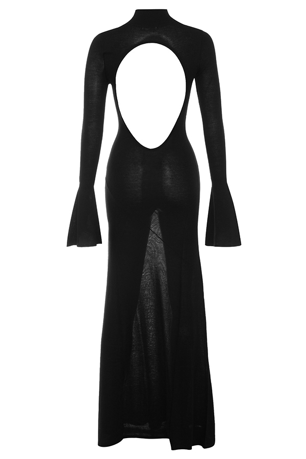 Sancha-Black Knit Maxi Dress