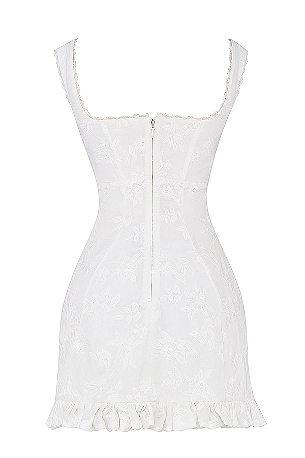 Odessa-White Embroidered Mini Dress