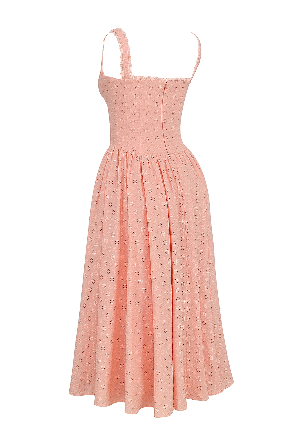 Adalyn-Peach Broderie Anglais Midi Sundress