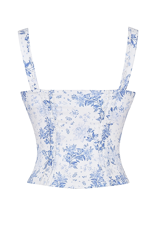 Chicca-Blue Floral Print Top