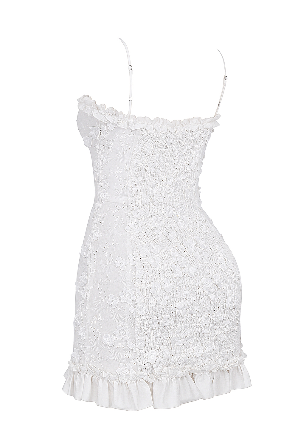 Marlene-White Cotton Broderie Anglais Mini Dress