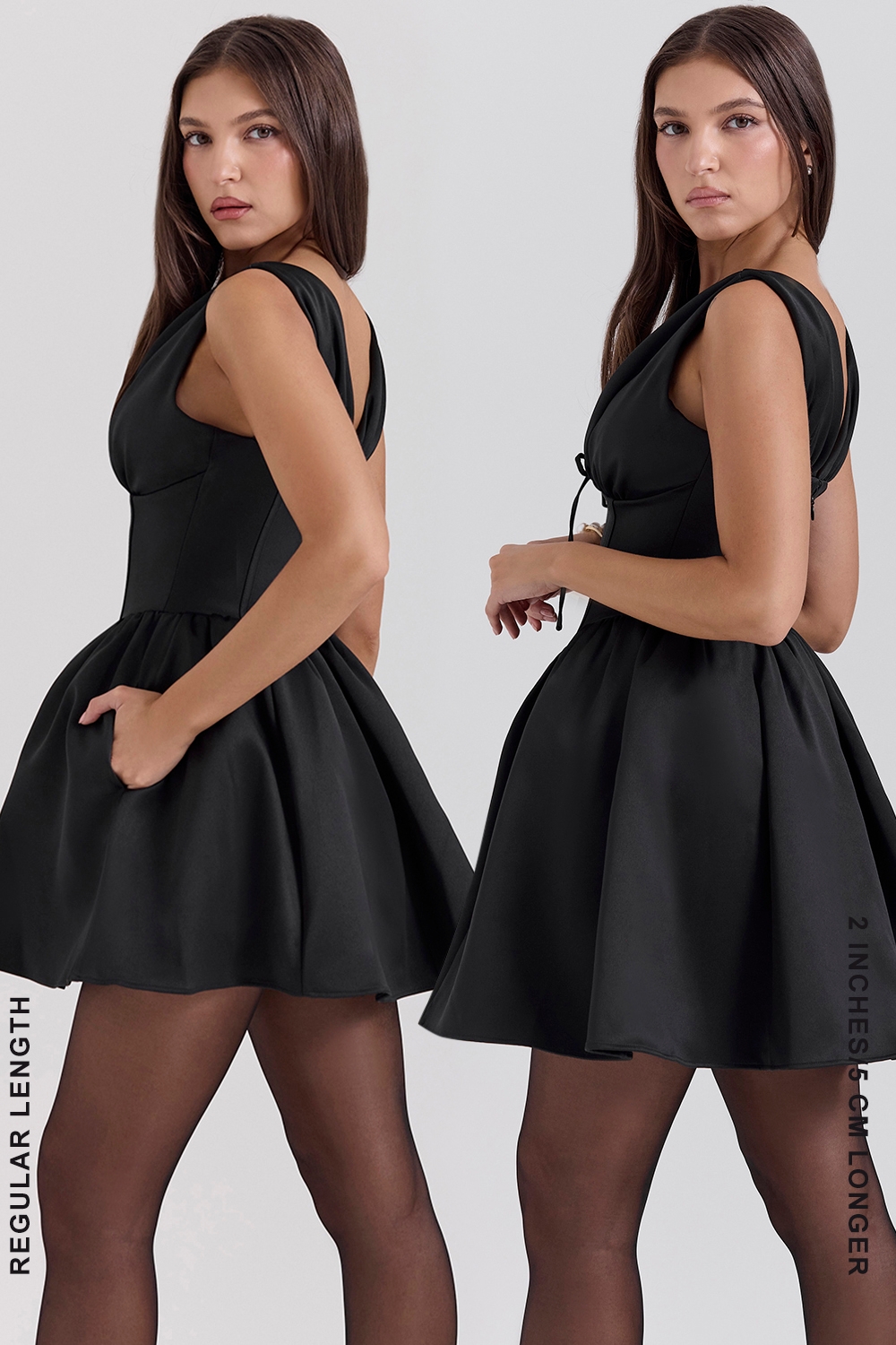 Emmeliette-Black Satin Mini Dress - SALE