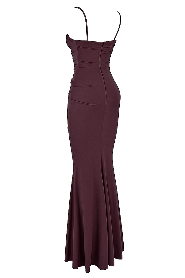 Milena-Dark Cherry Corset Maxi Dress