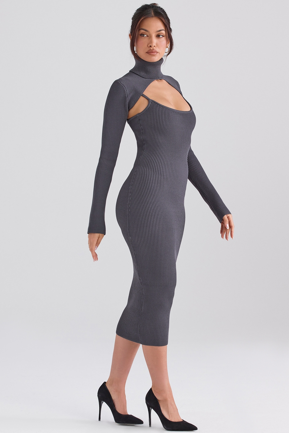 Meliora-Charcoal Knit Midi Dress - SALE