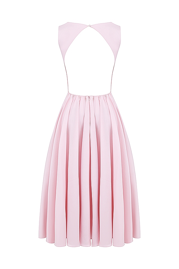 Cindy-Ballerina Pink Twill Midi Sundress