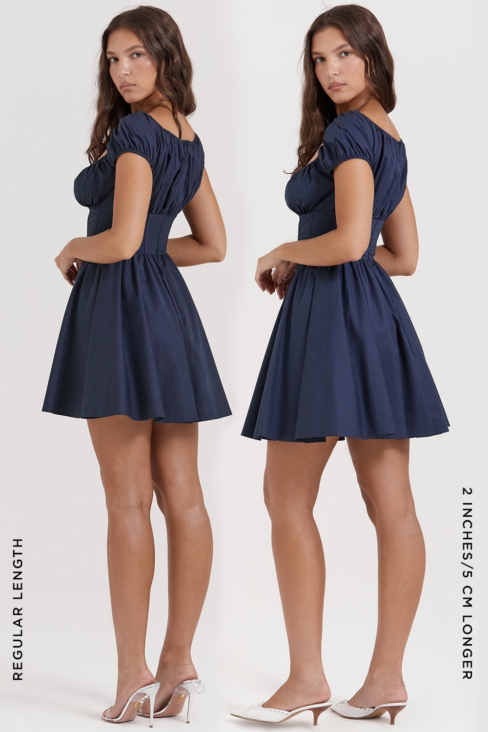 Nala-French Navy Gathered Mini Dress