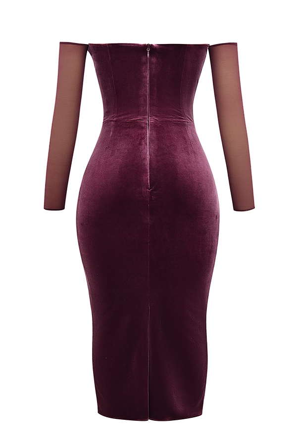 Leora-Mulberry Strapless Midi Dress