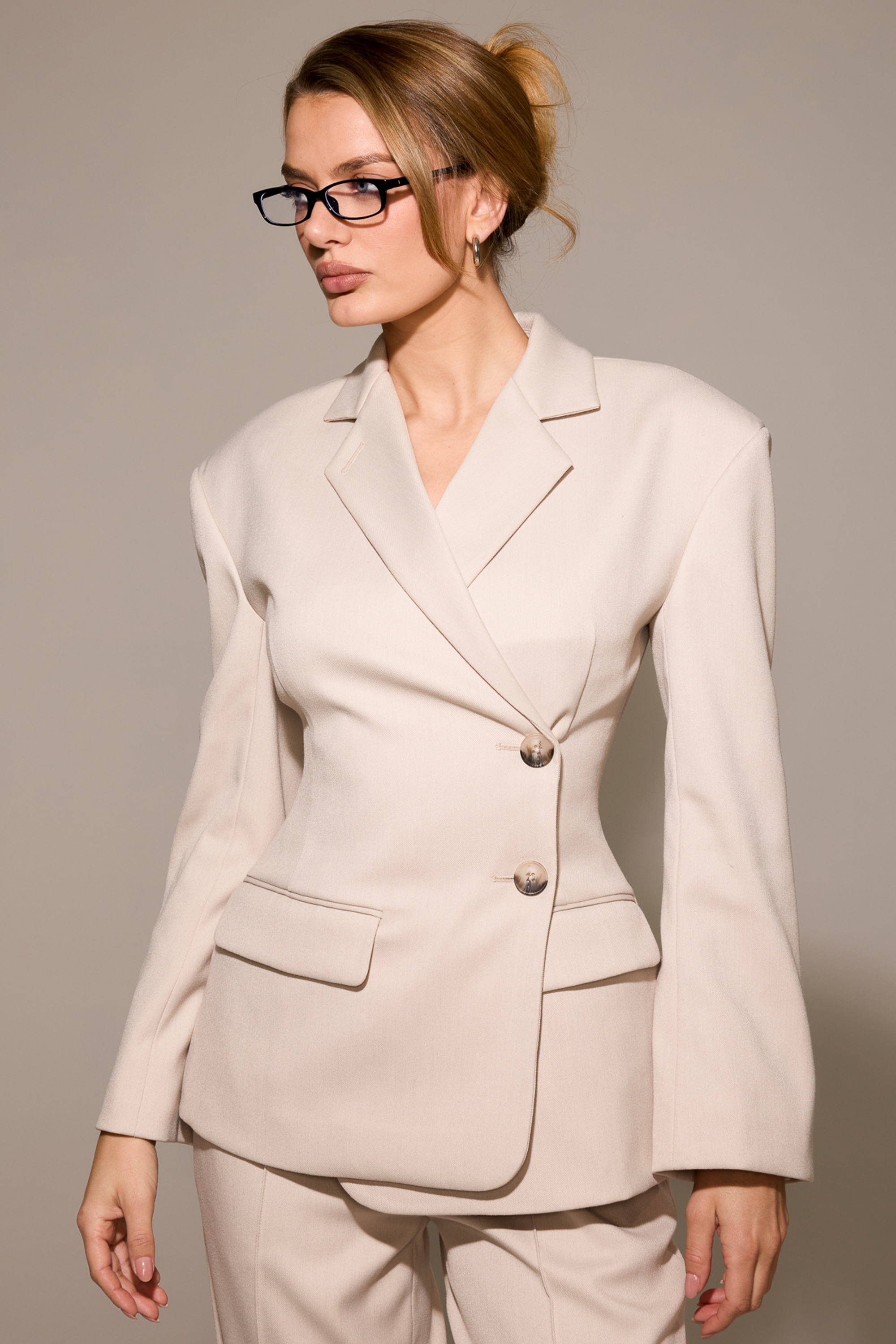 Hudson-Beige Hourglass Blazer