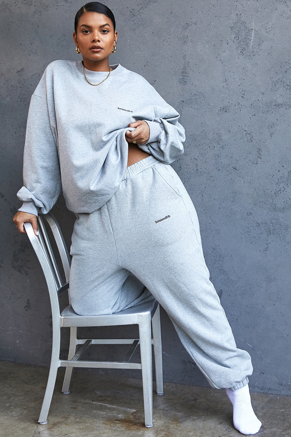 Sky-Grey Fleece Back Jogging Trousers