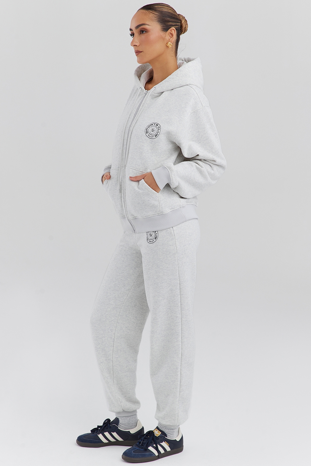 Coast-Light Grey Marl Fleece Back Jogging Trousers
