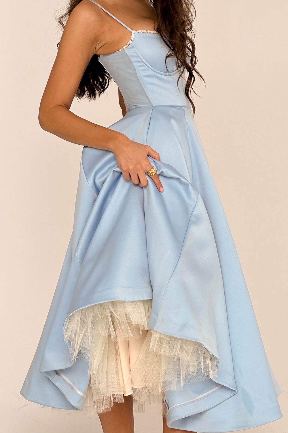 Mademoiselle-Cinderella Blue Tulle Midi Dress