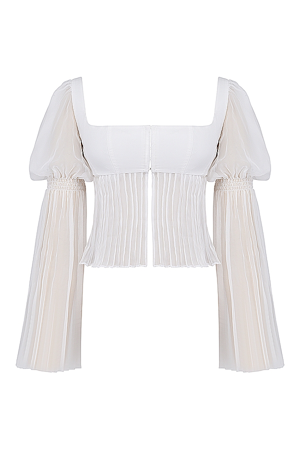 Lucie-White Pleated Top
