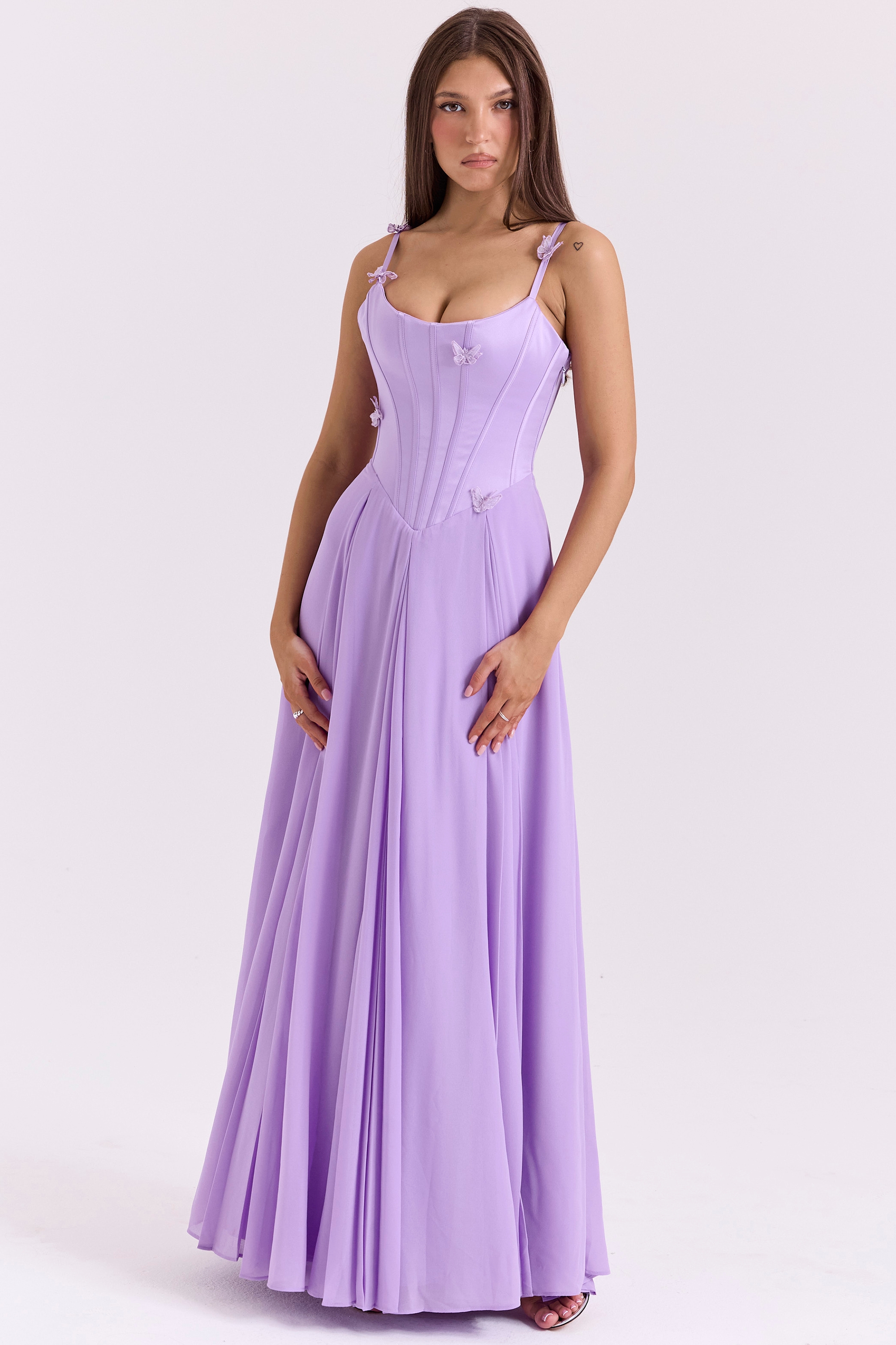 Pascha-Orchid Butterfly Corset Maxi Dress