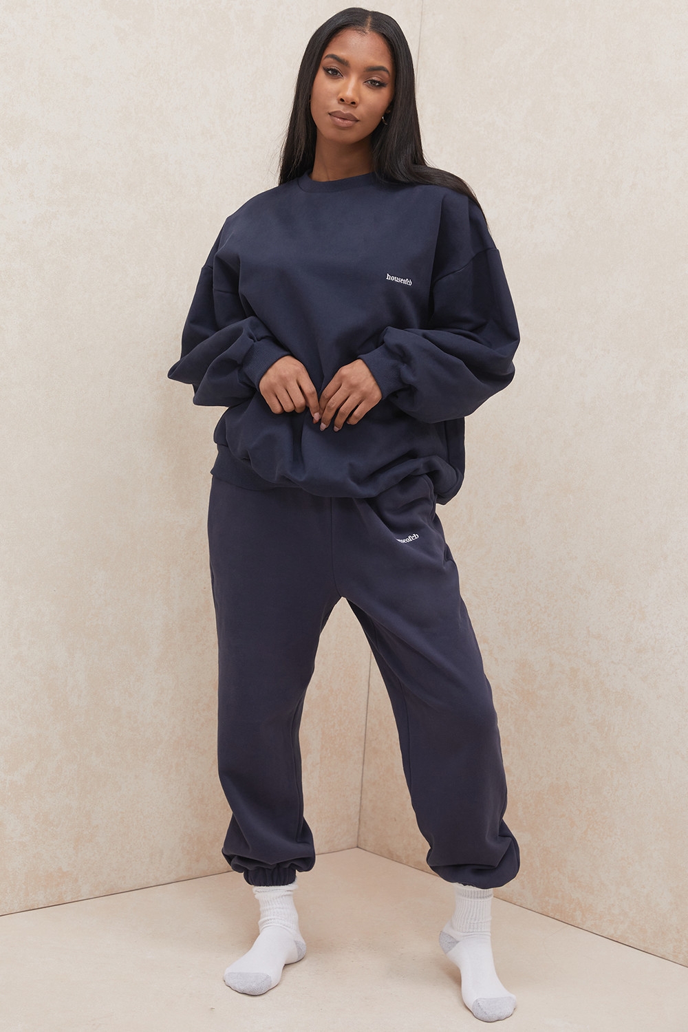 Sky-Navy Fleece Back Jogging Trousers