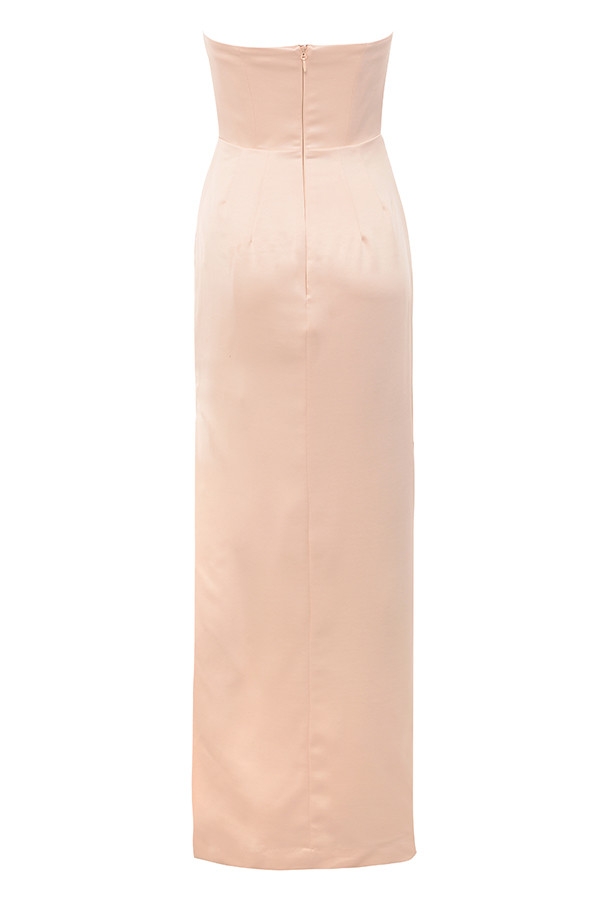 Adrienne-Champagne Satin Strapless Gown
