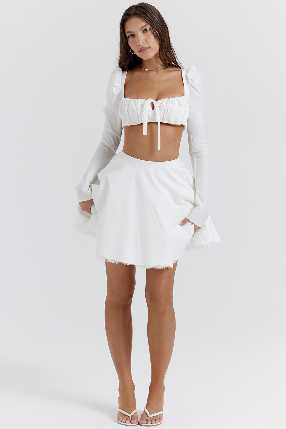 Nahla-White Bow Mini Skirt