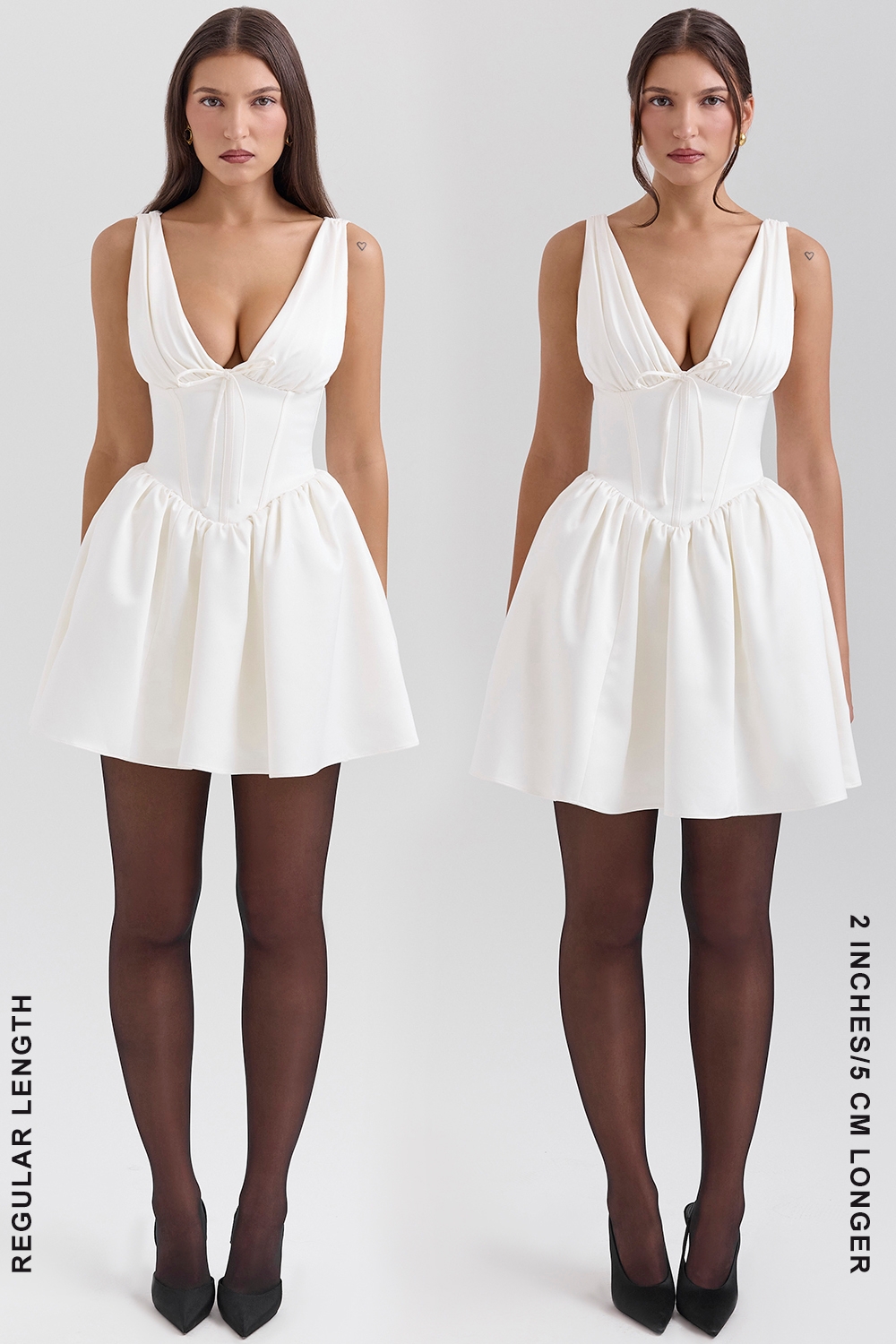 Emmeliette-Ivory Satin Mini Dress