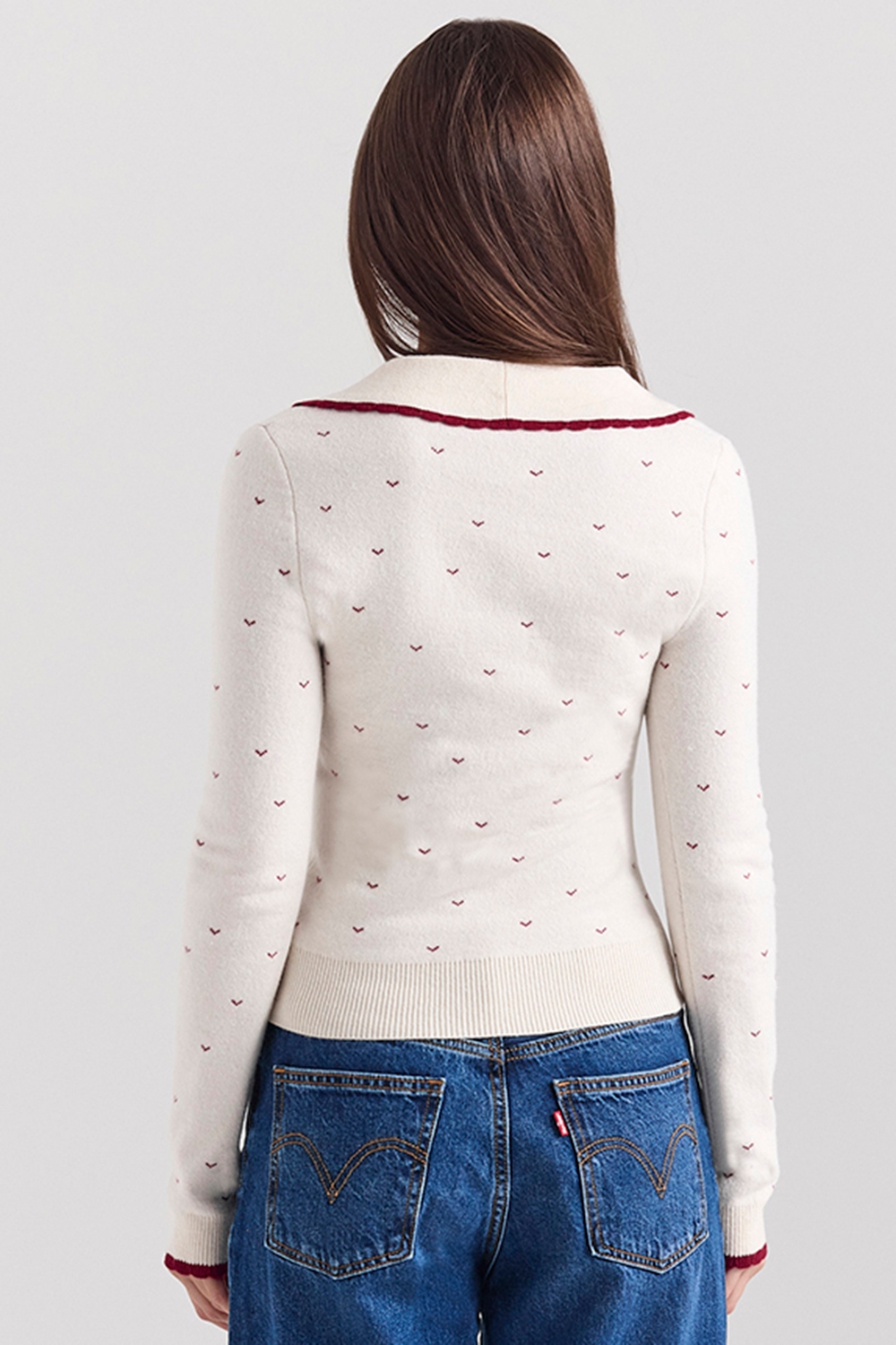 Marla-Ivory Cashmere Blend Trimmed Cardigan